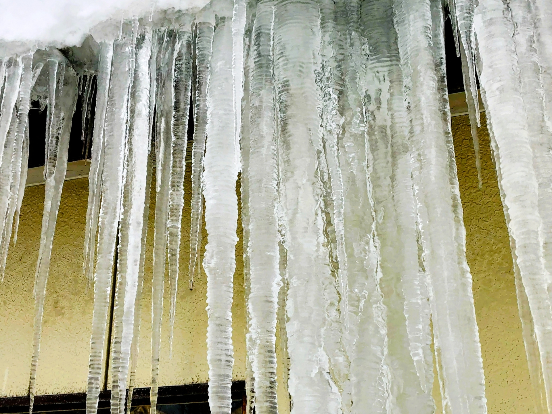 軒先に連なる大きなつらら